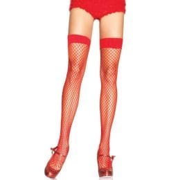 LEG AVENUE - FISHNET THIGH HIGHS RED ONE SIZE
